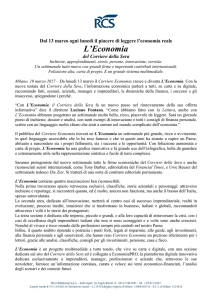Dal 13 marzo L`Economia del Corriere della Sera