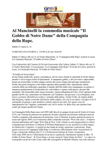 Al Mancinelli la commedia musicale "Il Gobbo di Notre Dame" della