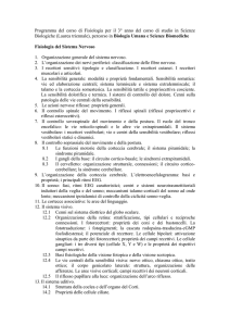 Programma di Fisiologia per il 3° anno del corso di studio in Scienze