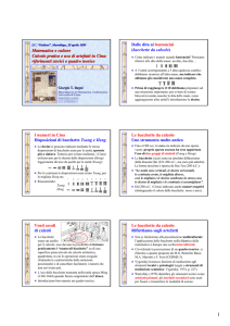 Matematica e culture Calcolo pratico e uso di artefatti in Cina
