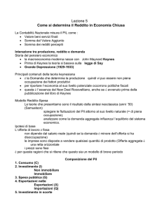 Lezione 5 Come si determina il Reddito in Economia Chiusa