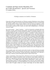 Contributo del Papa emerito Benedetto XVI per il libro Bartholomew