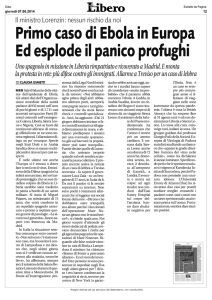 Primo caso di ebola in Europa. Ed esplode il panico profughi