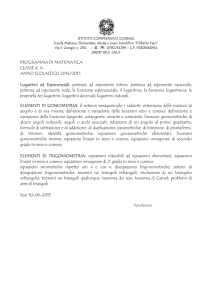 PROGRAMMA DI MATEMATICA CLASSE 4° A ANNO SCOLASTICO