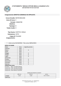 genetica generale ed applicata - Dipartimento di Scienze (UNIBAS)