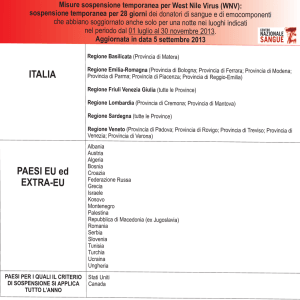 west nile virus aggiornamento 5 settembre 2013