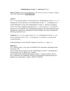 Semifield planes of order and kernel