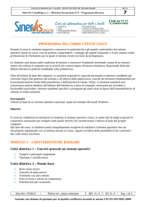 programma del corso utente linux modulo 1