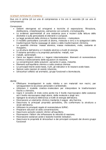 SCIENZE INTEGRATE (CHIMICA) Due ore in prima (di cui