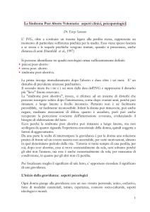 La Sindrome Post Aborto Volontario: aspetti clinici, psicopatologici