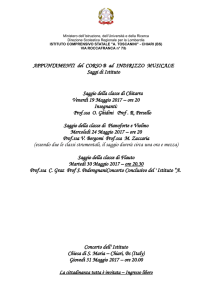 APPUNTAMENTI del CORSO B ad INDIRIZZO MUSICALE Saggi di