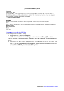Sui numeri primi - MATEMATICAeSCUOLA