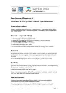 Esercitazione di laboratorio 4 Generatore di onda quadra e controllo