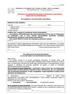 Consenso per somministrazione ferro