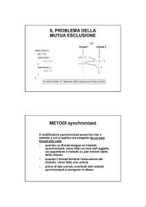 IL PROBLEMA DELLA MUTUA ESCLUSIONE METODI synchronized