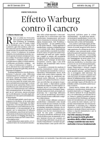 Effetto Warburg contro il cancro