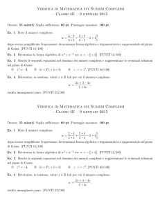 Verifica di Matematica sui Numeri Complessi