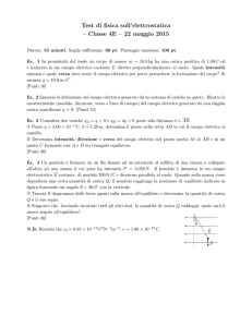 Test di fisica sull`elettrostatica – Classe 4E – 22