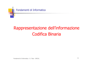 Codifica binaria e rappresentazione dell`informazione