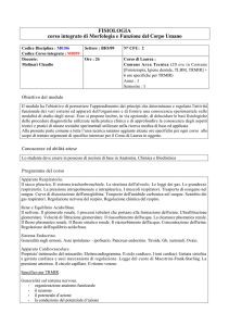 FISIOLOGIA corso integrato di Morfologia e Funzione del Corpo