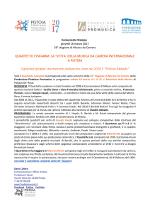 QUARTETTO LYSKAMM, LA `VETTA` DELLA MUSICA DA CAMERA