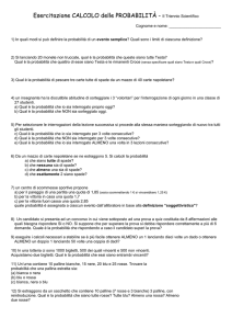 Esercitazione CALCOLO delle PROBABILITÀ -
