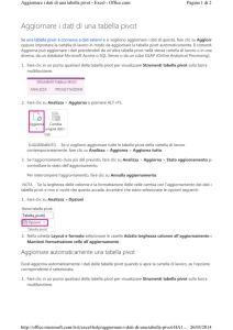 Aggiornare i dati di una tabella pivot