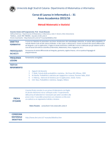programma del corso - Dipartimento di Matematica e Informatica