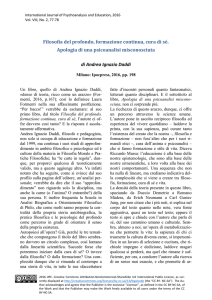 Filosofia del profondo, formazione continua, cura di sé. Apologia di