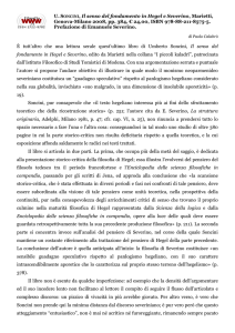 U. SONCINI, Il senso del fondamento in Hegel e
