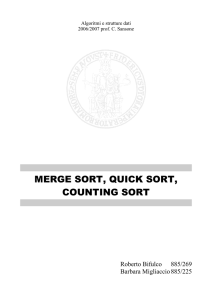 merge sort, quick sort, counting sort