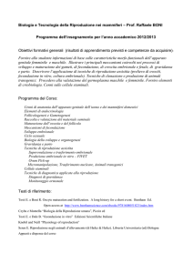 Biologie e Tecnologia della Riproduzione nei Mammiferi