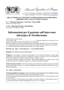 Informazioni per il paziente sull`intervento chirurgico di Tiroidectomia