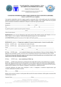 consenso informato per l`esecuzione di test genetico (minore)