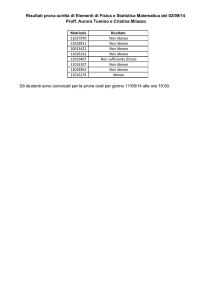 Risultati prova scritta di Elementi di Fisica e Statistica Matematica