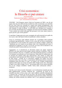 Crisi economica: la filosofia ci può aiutare