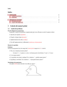 Indice 1 Calcolo dei numeri primi