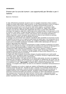 Protoni per la cura dei tumori: una opportunità per Brindisi e per il