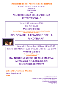 biologia della relazione e della psicoterapia dai neuroni specchio all