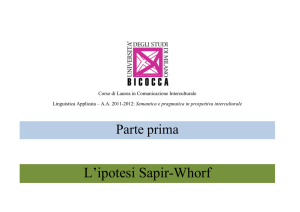 L`ipotesi Sapir-Whorf - Dipartimento di Scienze Umane per la
