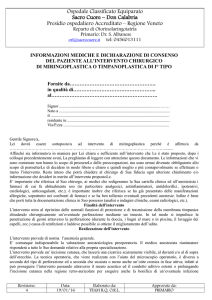 Miringo o timpanoplastica I tipo - Ospedale Sacro Cuore Don Calabria