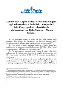 Lettera di P. Angelo Benolli rivolta alle famiglie, agli