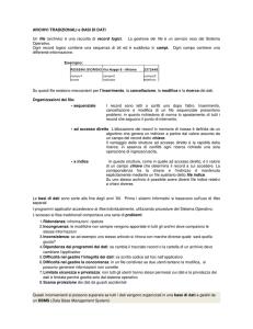 Archivi tradizionali e Basi di dati