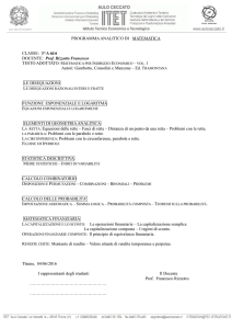 PROGRAMMA ANALITICO DI MATEMATICA