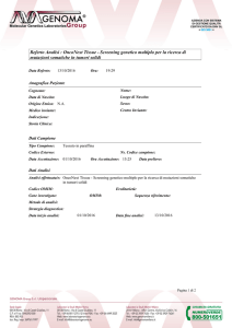 Referto Analisi : OncoNext Tissue - Screening genetico multiplo per