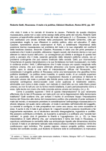 1 Anno II – Numero 6 Roberto Gatti, Rousseau. Il male e la politica