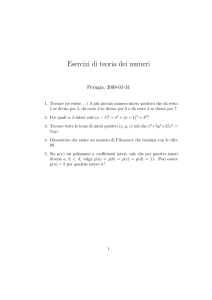 Esercizi di teoria dei numeri