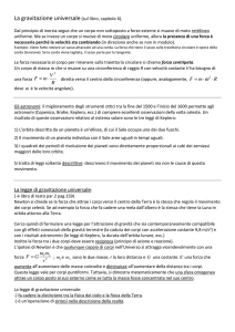 La gravitazione universale(sul libro, capitolo 6).