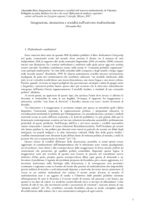 Integrazione, interazione e socialità nell`universo multiculturale