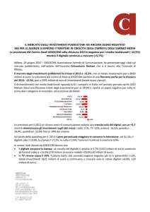 IL MERCATO DEGLI INVESTIMENTI PUBBLICITARI HA ANCORA